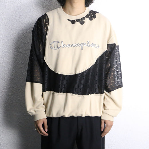 "Re:make" lace track docking pullover