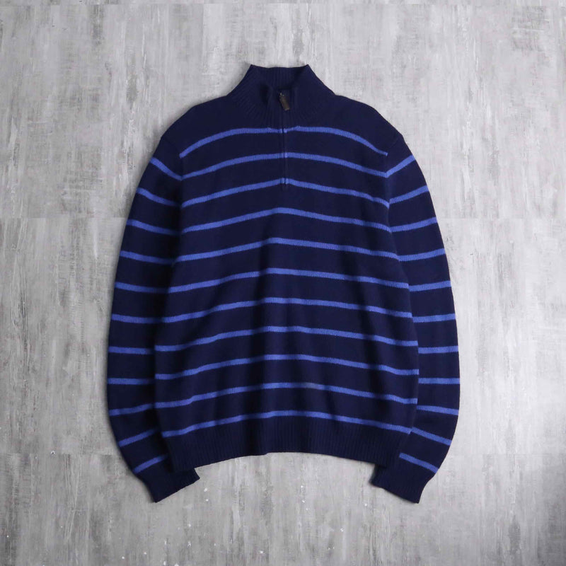 “Polo by Ralph Lauren” horizontal stripe half zip knit