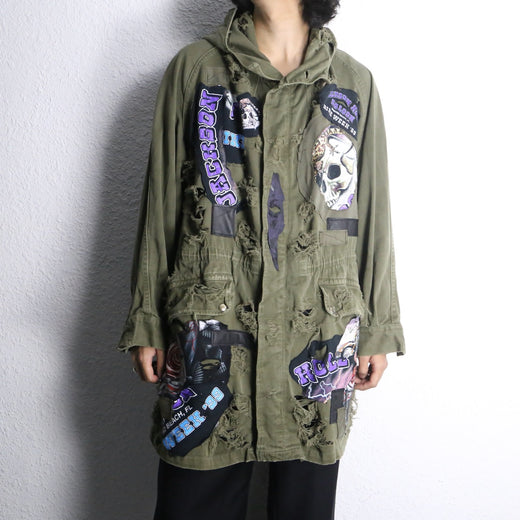 "Re:make" bolo design skull military coat