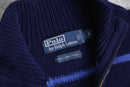 “Polo by Ralph Lauren” horizontal stripe half zip knit