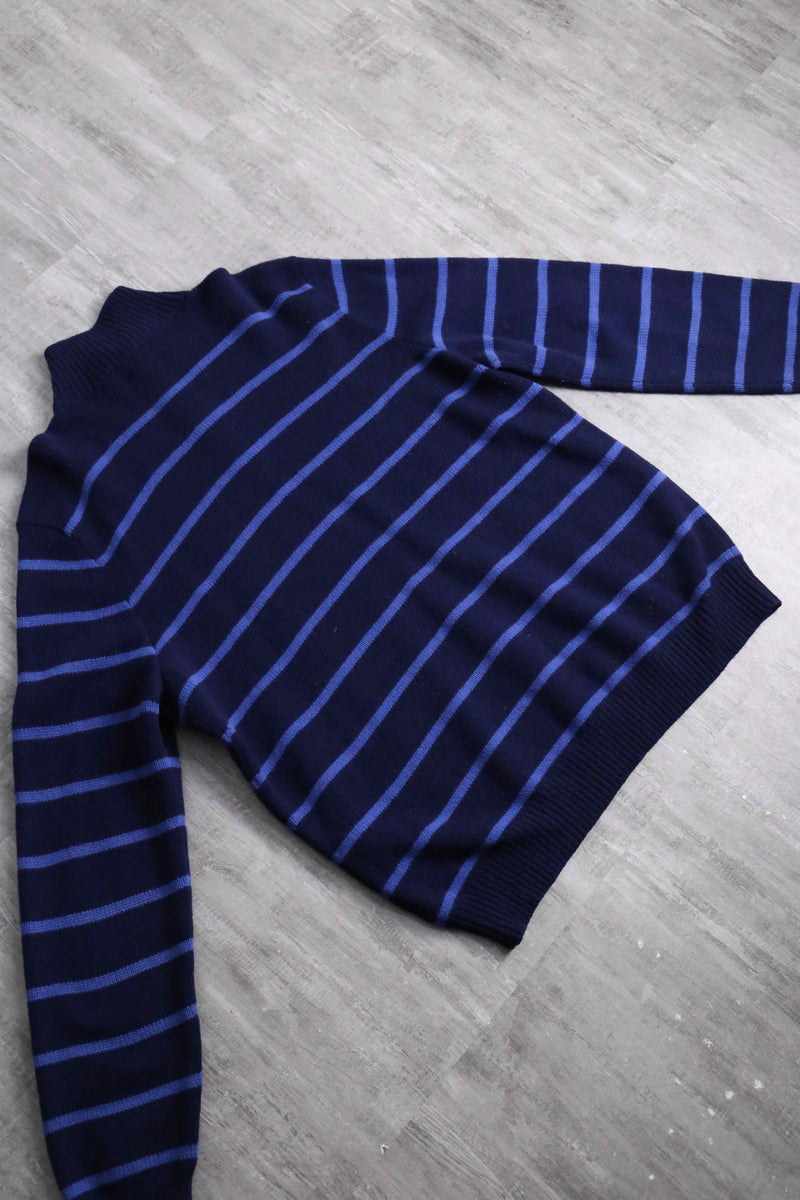 “Polo by Ralph Lauren” horizontal stripe half zip knit