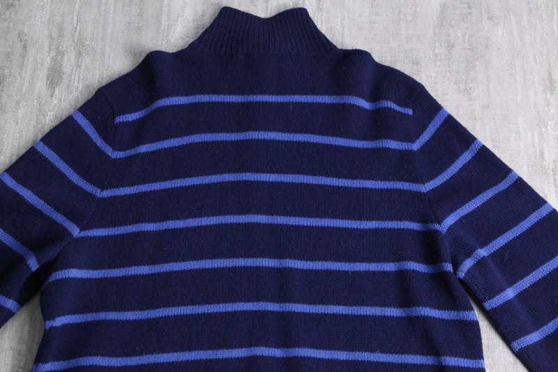 “Polo by Ralph Lauren” horizontal stripe half zip knit