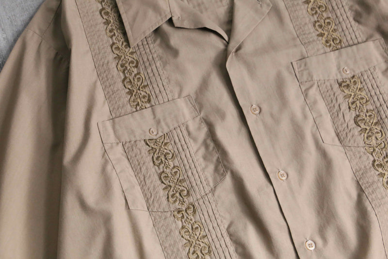 light brown color S/S Guayabera shirt