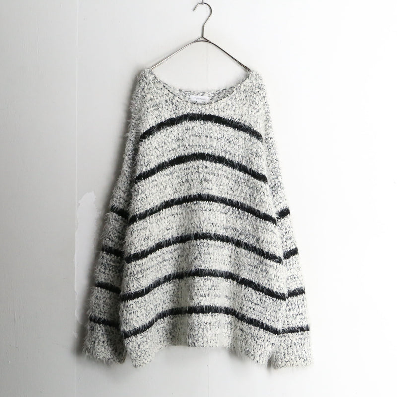 "Calvin Klein" border loose shaggy knit