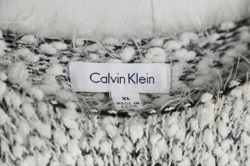 "Calvin Klein" border loose shaggy knit