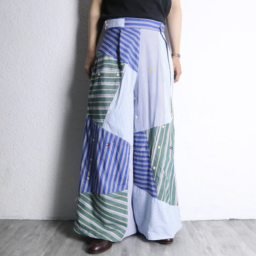 "Re:make" stripe shirt patchwork pajama pants