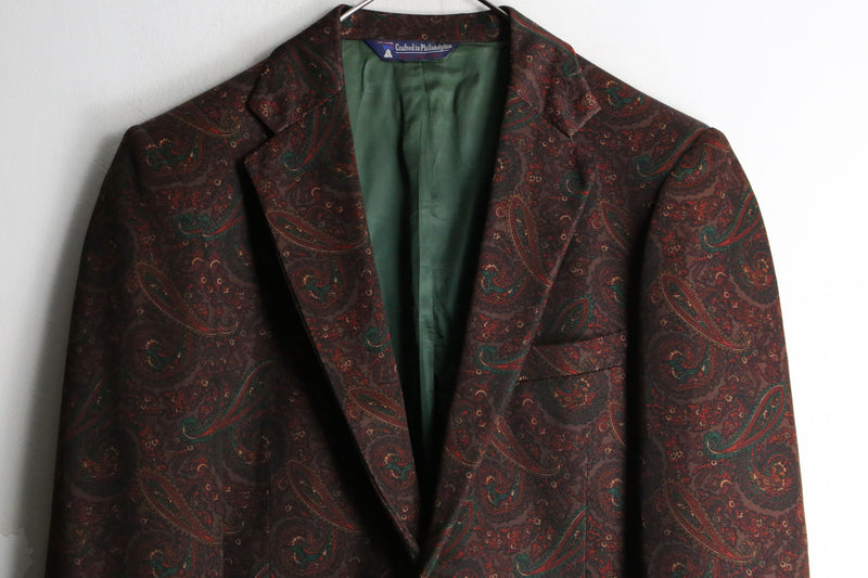 70's paisley total pattern poly tailored jacket