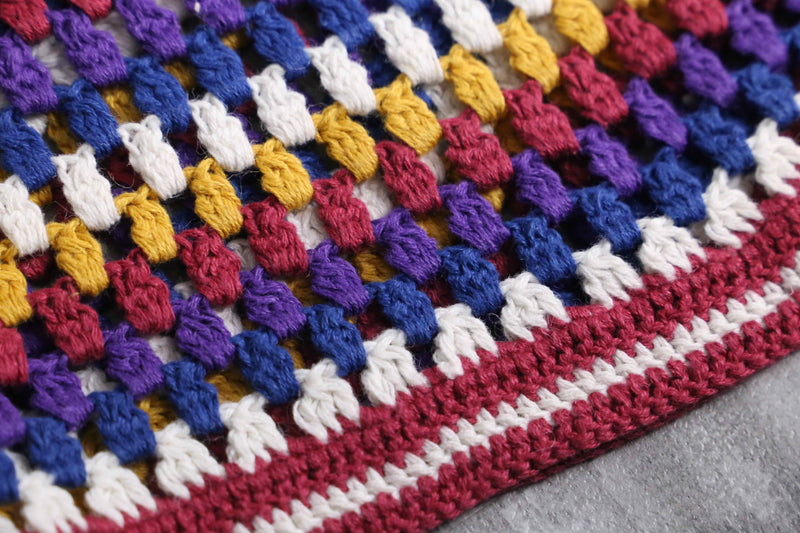 colorful crochet button-up knit vest