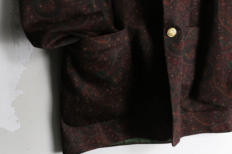 70's paisley total pattern poly tailored jacket