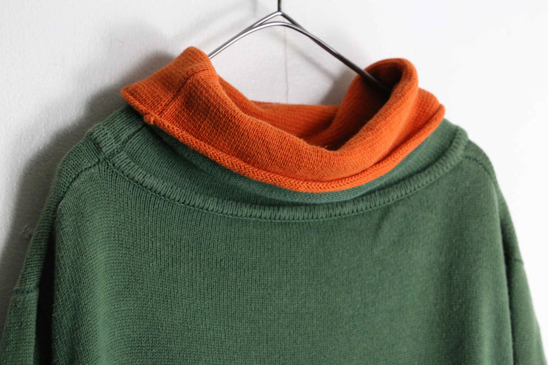 high neck layered design knit