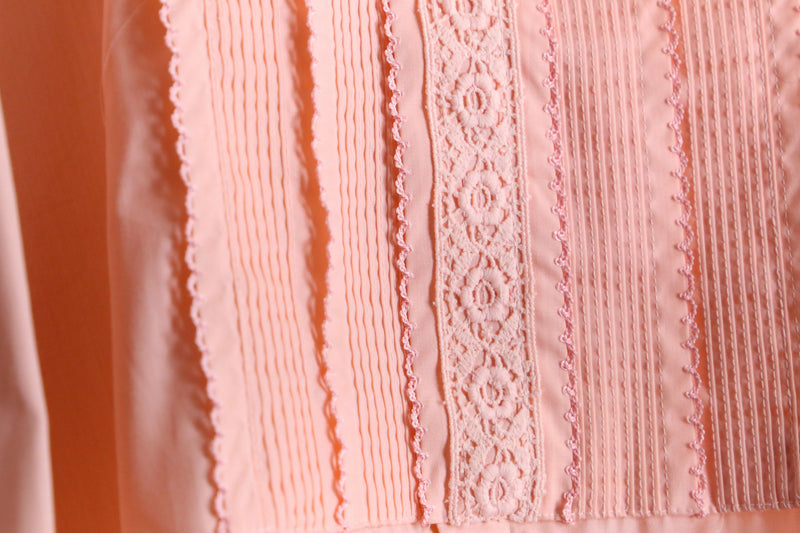 70's "After Six" salmon pink frill shirt