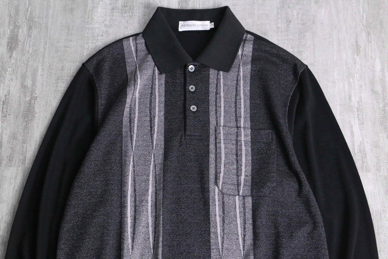 monotone stripe knit polo