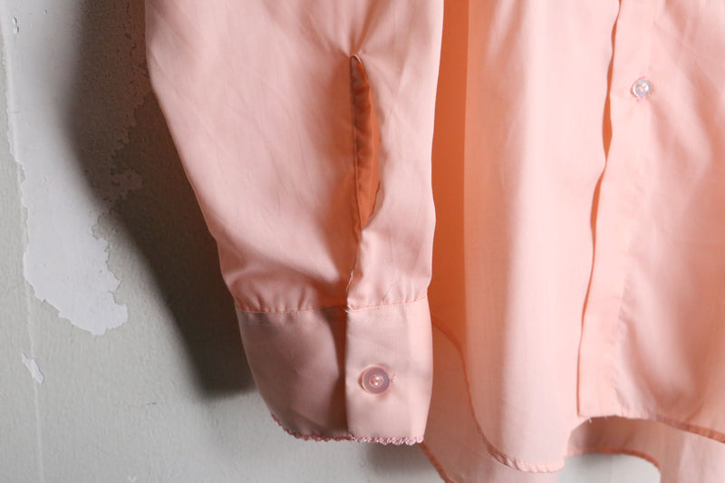 70's "After Six" salmon pink frill shirt