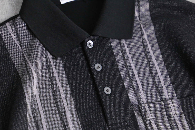 monotone stripe knit polo