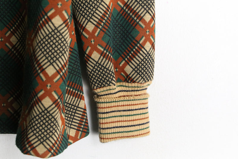 brown base argyle pattern knit cardigan