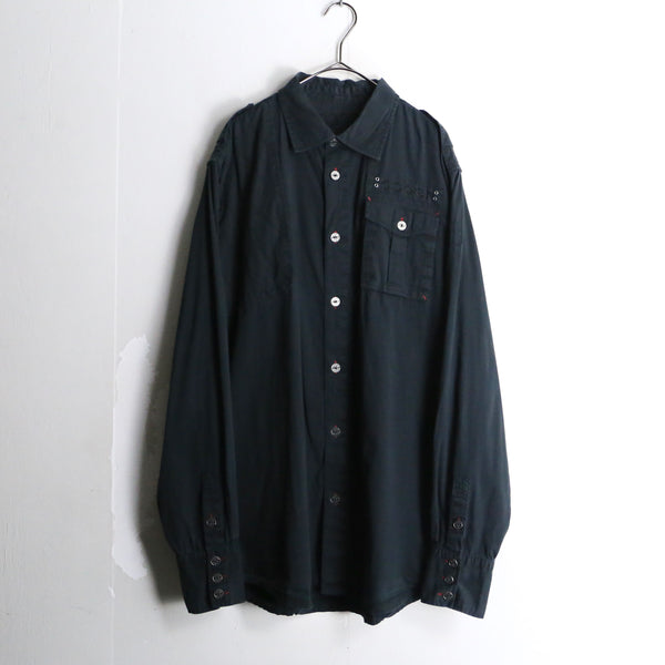 ”coogi” black color epaulet cotton shirt