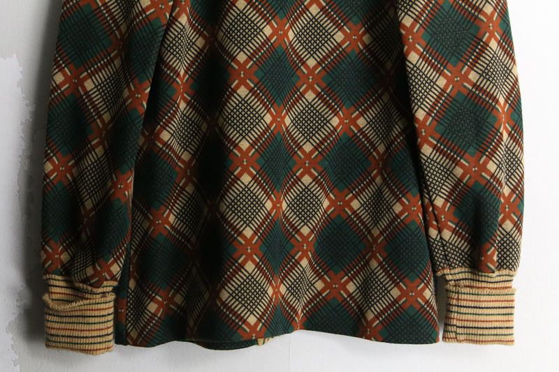 brown base argyle pattern knit cardigan