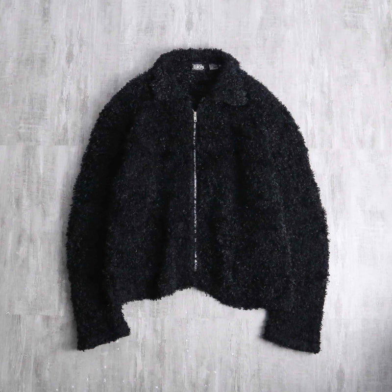 black pile boa zip jacket