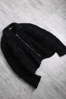 black pile boa zip jacket