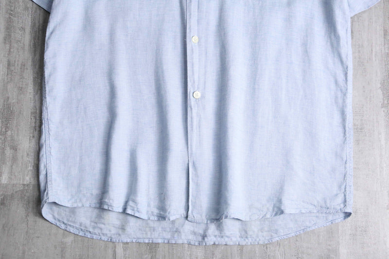 “BOSS” light blue linen S/S shirt