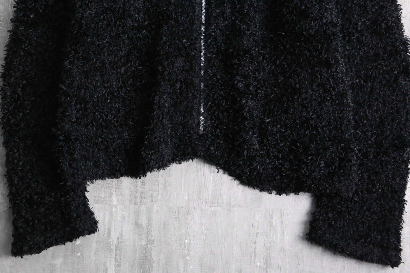 black pile boa zip jacket