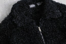 black pile boa zip jacket