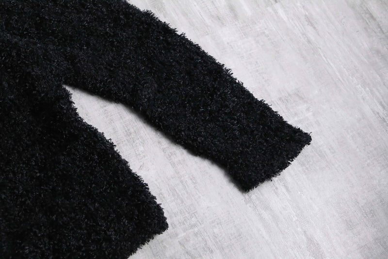 black pile boa zip jacket