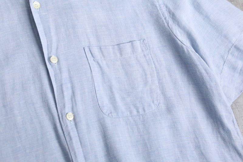“BOSS” light blue linen S/S shirt