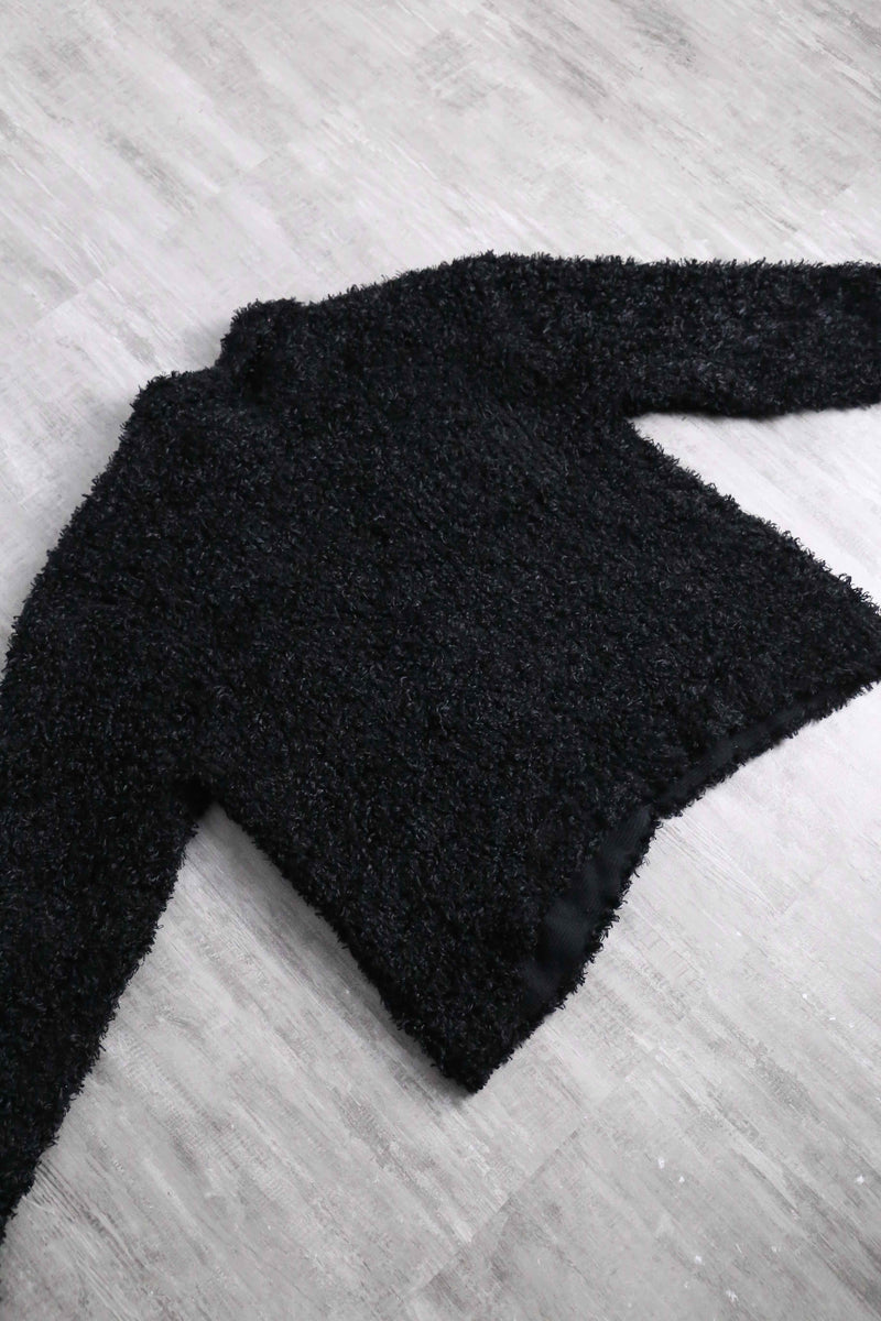 black pile boa zip jacket