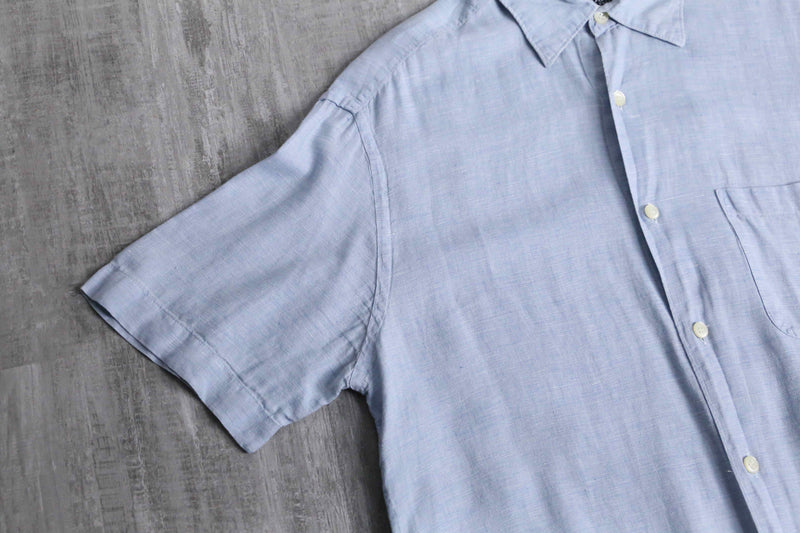 “BOSS” light blue linen S/S shirt