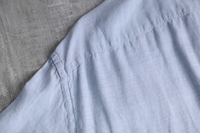 “BOSS” light blue linen S/S shirt