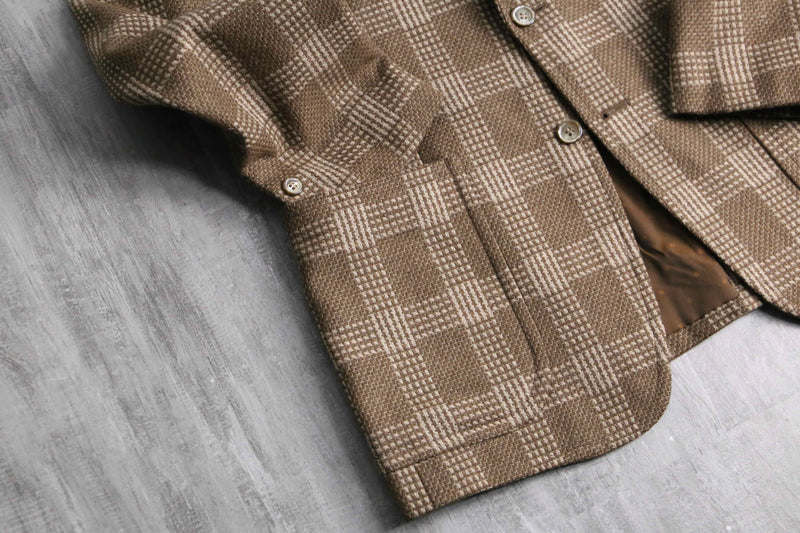 brown check 2B tailored jacket