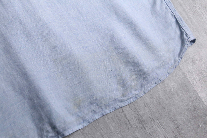 “BOSS” light blue linen S/S shirt