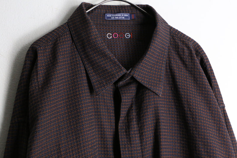 ”coogi” brown color check embroidery design cotton shirt