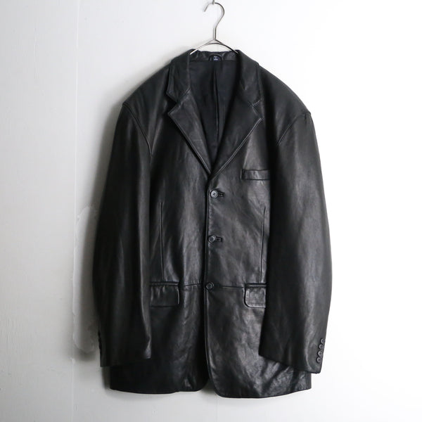 "Ralph Lauren" black lamb leather tailored jacket