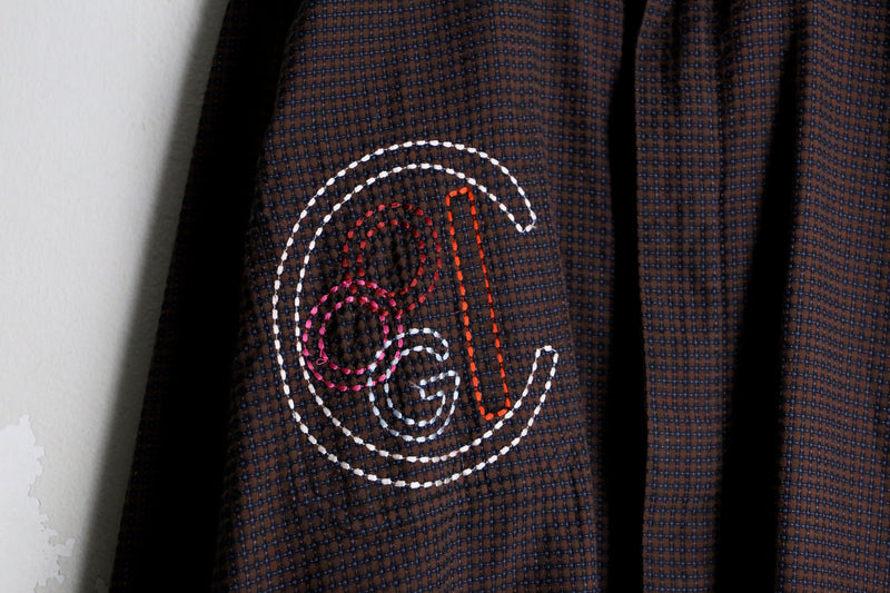 ”coogi” brown color check embroidery design cotton shirt