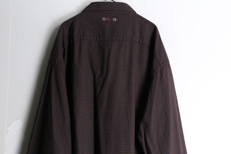 ”coogi” brown color check embroidery design cotton shirt