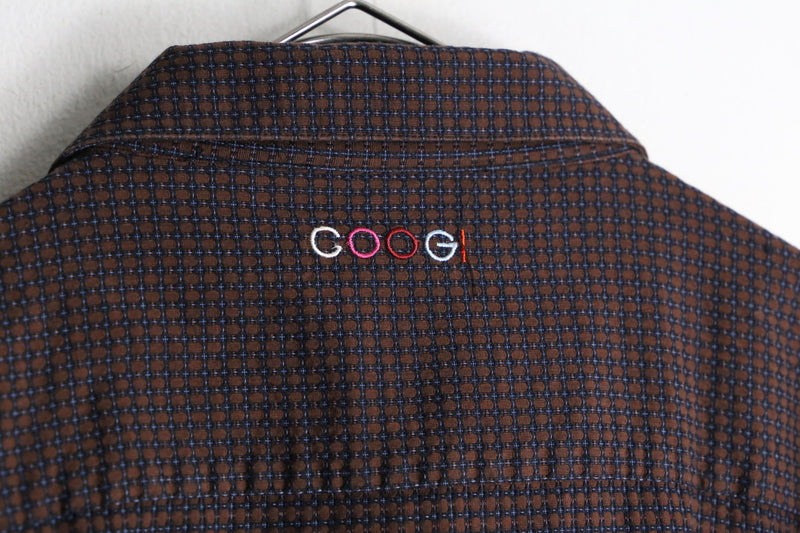 ”coogi” brown color check embroidery design cotton shirt