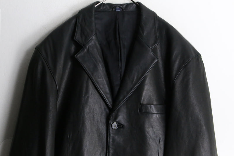 "Ralph Lauren" black lamb leather tailored jacket