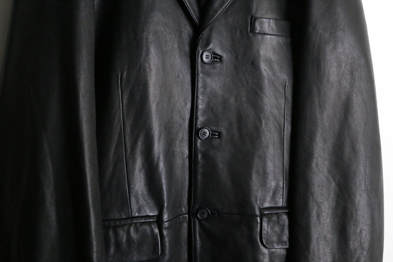 "Ralph Lauren" black lamb leather tailored jacket