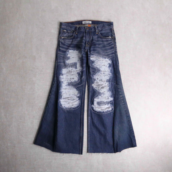 "Re:make" front broidery flare indigo denim