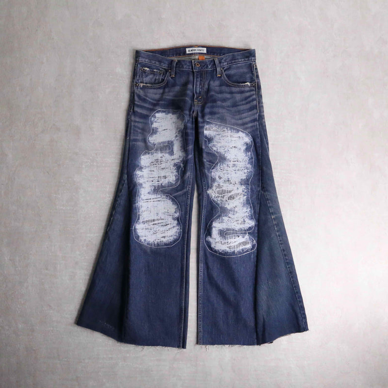 "Re:make" front broidery flare indigo denim