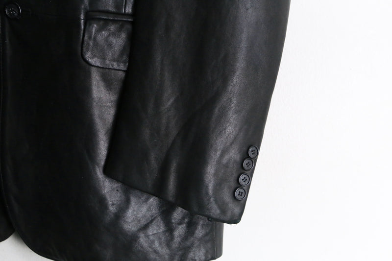 "Ralph Lauren" black lamb leather tailored jacket