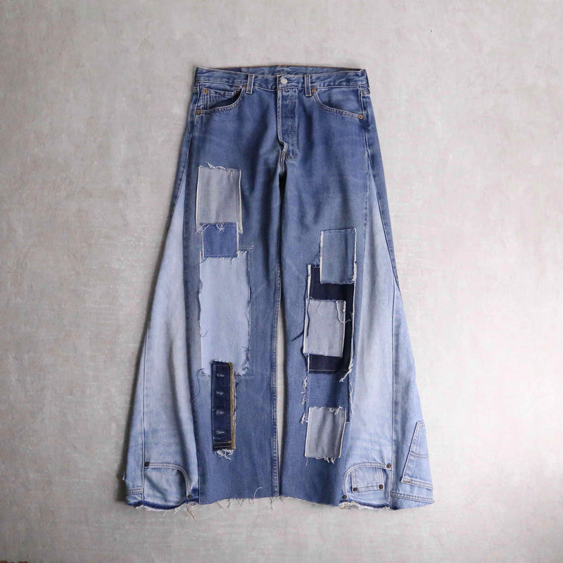 "Re:make" patchwork design buggy flare denim