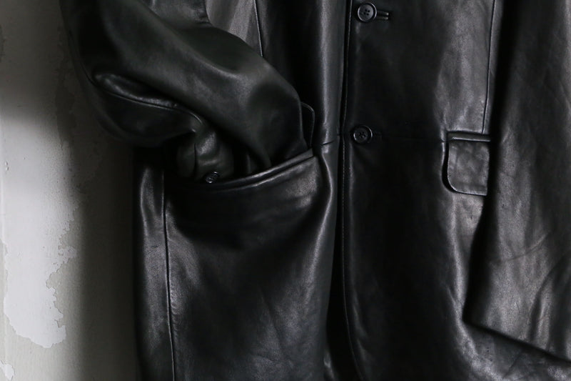 "Ralph Lauren" black lamb leather tailored jacket