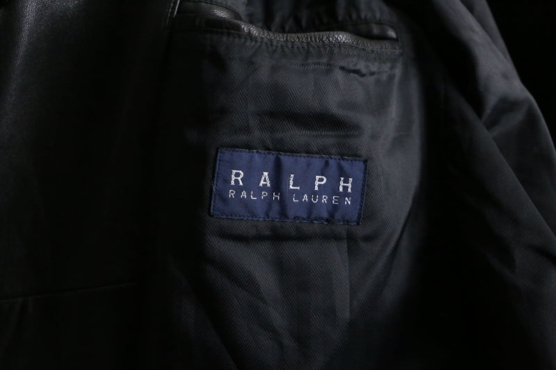 "Ralph Lauren" black lamb leather tailored jacket