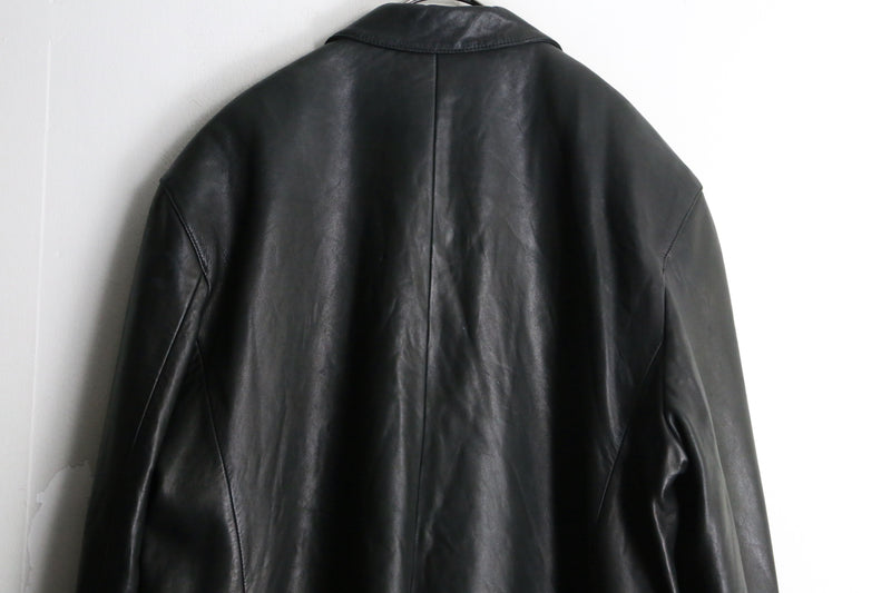 "Ralph Lauren" black lamb leather tailored jacket