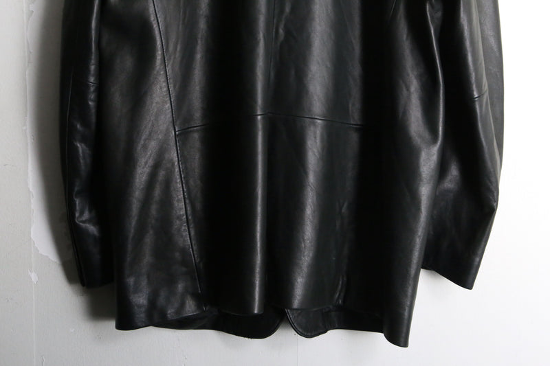 "Ralph Lauren" black lamb leather tailored jacket