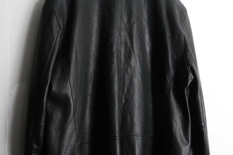 "Ralph Lauren" black lamb leather tailored jacket