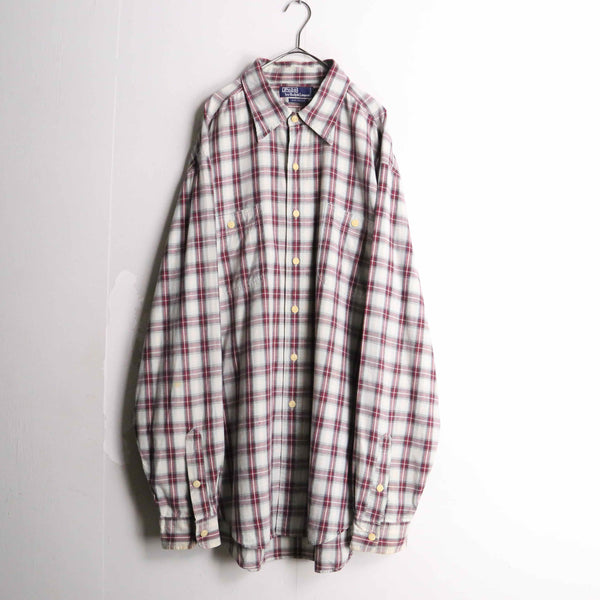 "Polo by RL" red × white check design cotton shirt
